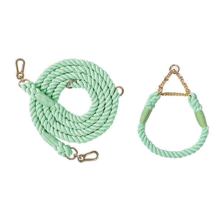 Woven Rainbow Multifunctional Double Head Pet Leash