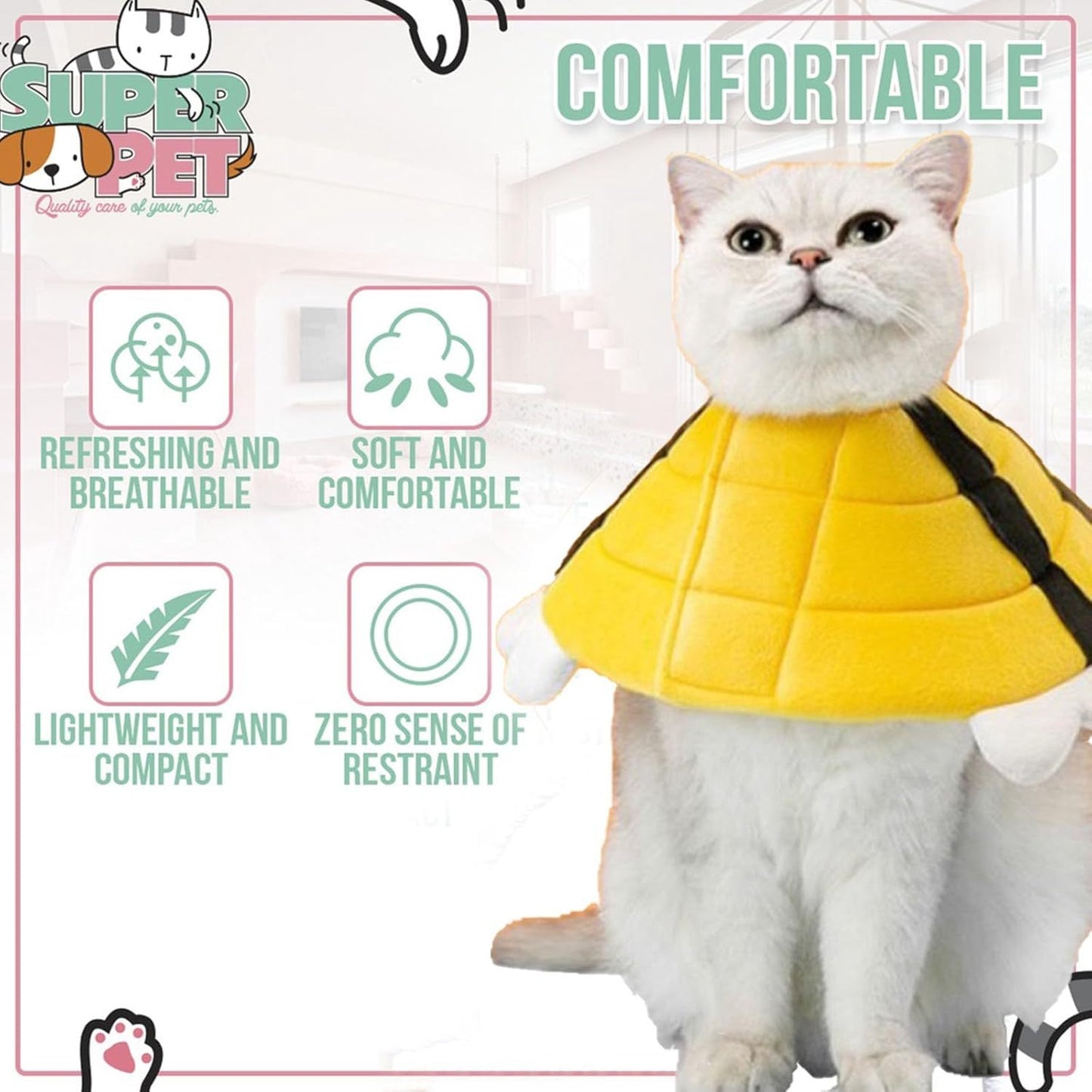 Soft And Breathable Cat Cone Collar With Cute Bee Design Ensure Pet Comfort Wide Protection For Scratching And Licking Prevention