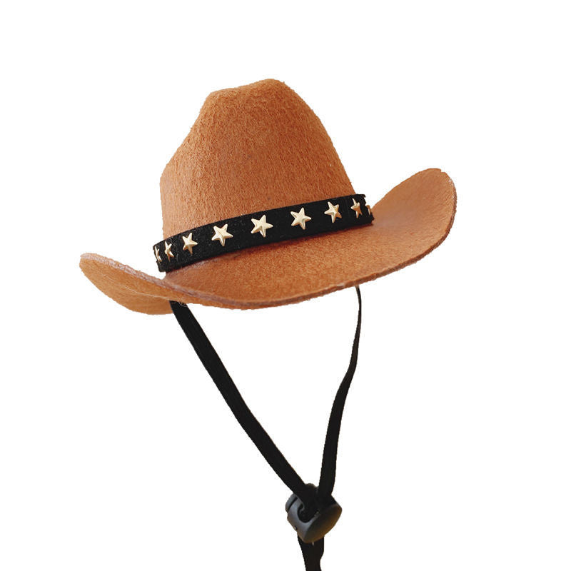 Elegante sombrero de vaquero para gatos, sombreros de estrella para gatos, perros, gorras suaves ajustables, fiestas callejeras, sesiones de fotos, accesorios universales, ropa