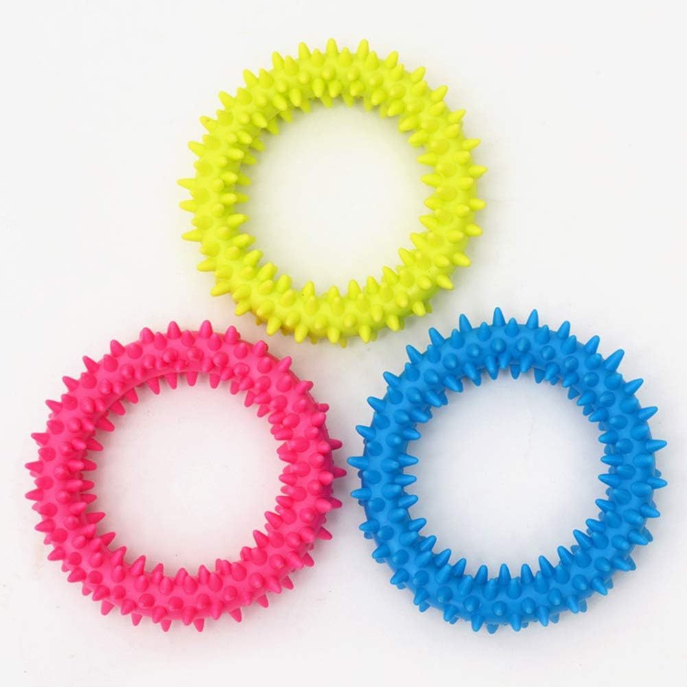 Juguete para masticar para perros, anillo circular con púas de TPR, juguete para morder para perros, juguete para limpiar dientes, suministros para mascotas