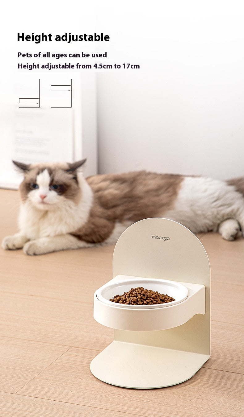 Bol pour chat en céramique pour animaux de compagnie avec pied haut et bouche inclinée pour la protection cervicale