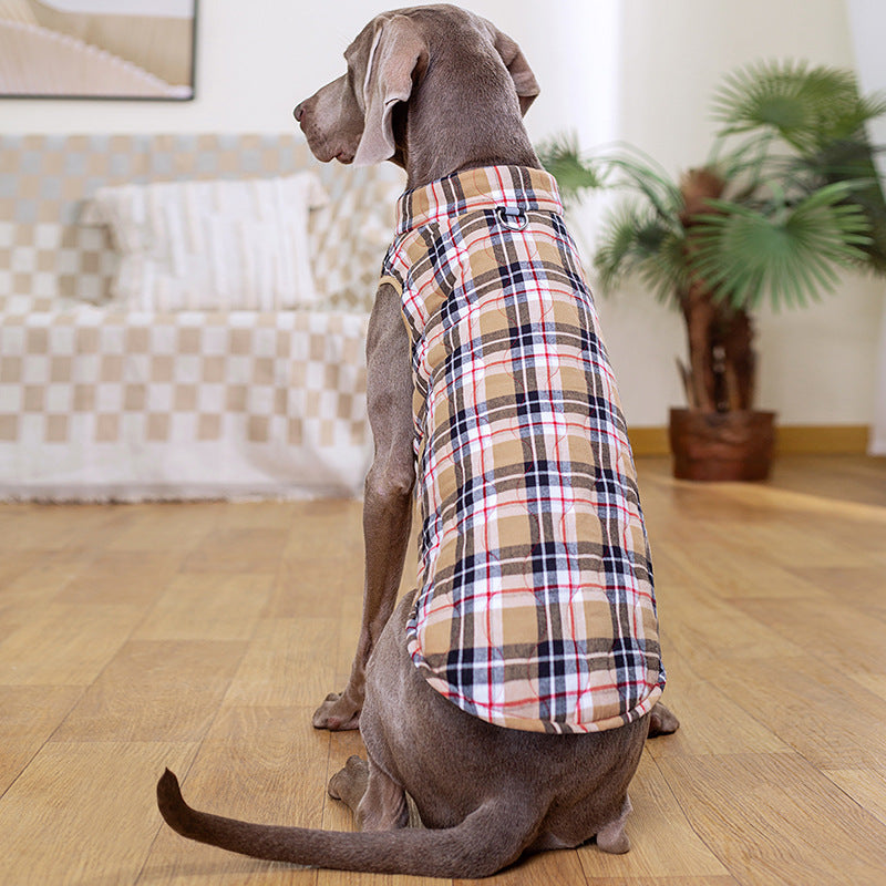 Vêtements d'hiver pour animaux de compagnie, en coton lourd, veste à carreaux avec fermeture éclair, doudoune, fournitures pour animaux de compagnie