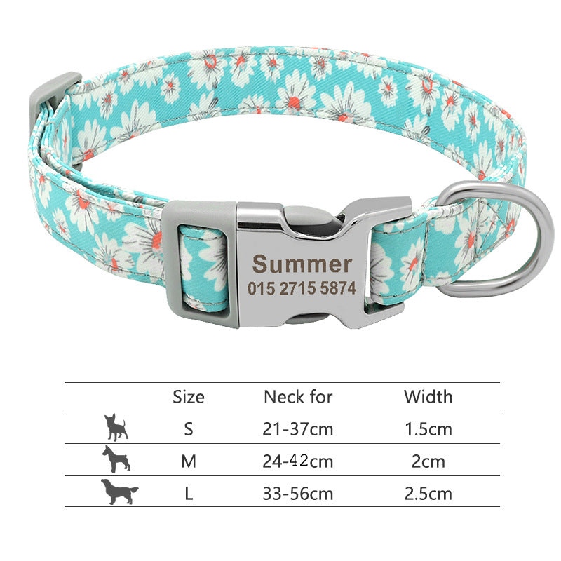 Adjustable Nylon Dog Collar Personalized Dogs Cat ID