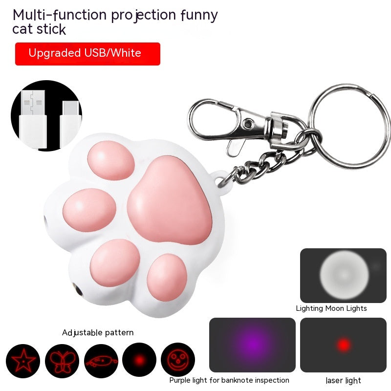 USB Charging Three Functions Cat's Paw Footprints Cute Cartoon Infrared Laser Pen Head Laser Toys