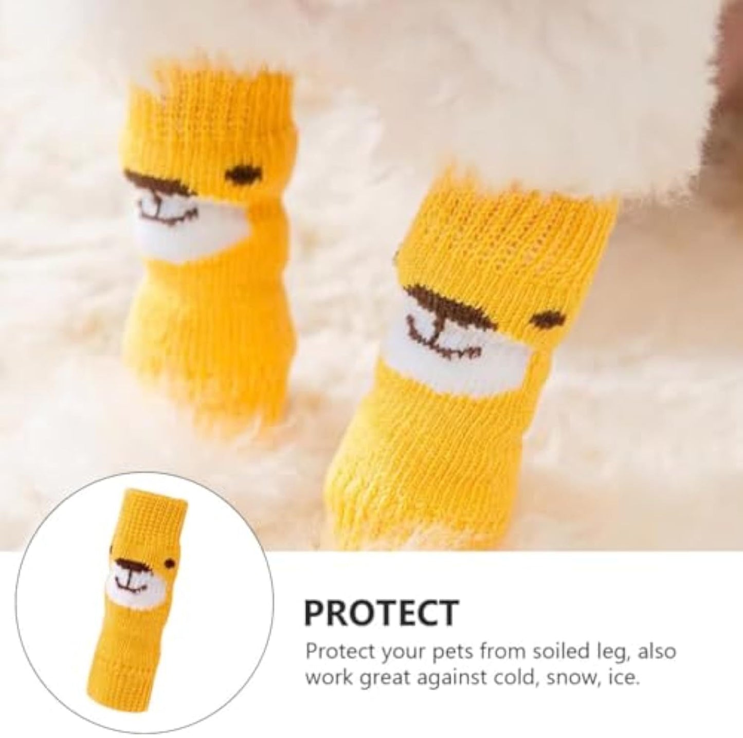 4-Piece Set Of Pet Socks Winter Warmth Pet Dog Leg Socks Puppy Short Boots Dog Front Leg Support Dog Leg Protection Pet Leg Cover Dog Cat Pet Dog Socks Polyester Dog Cat Foot Support