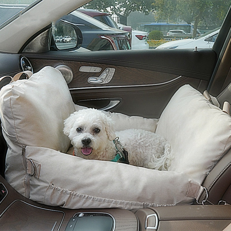 Cama para perros delantera con asiento de seguridad para automóvil de lino