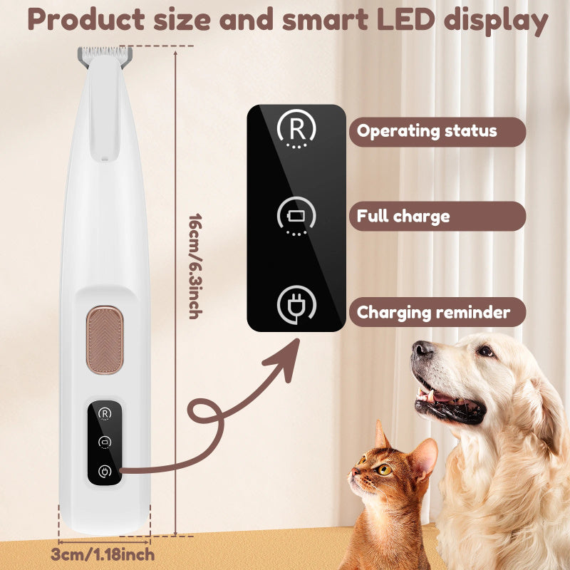 Recortador de patas de perro para mascotas, recortador de pelo para mascotas con luz LED, totalmente impermeable, con pantalla LED, cortapelos para perros, cuchilla ancha para el cuidado