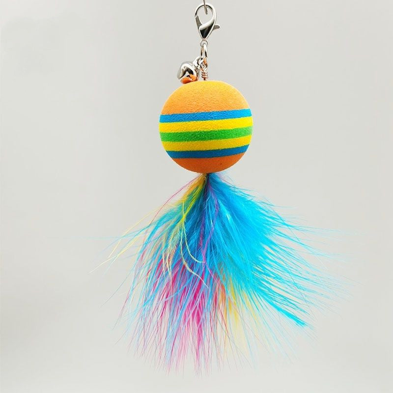 Juguete para gatos, campana de plumas, bola de arco iris