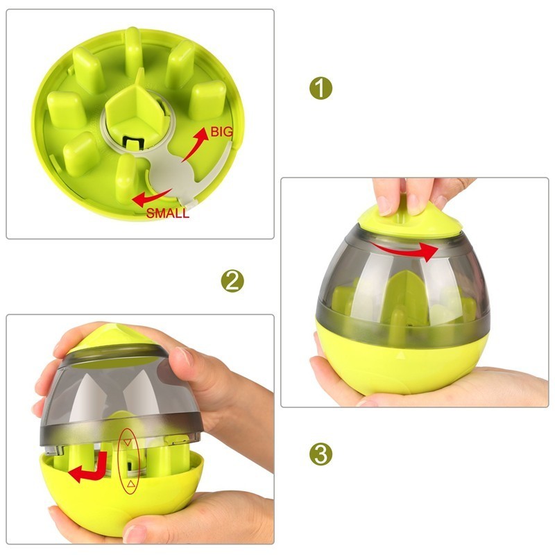 Vaso de bolas de comida para perros, dispensador de alimentador para cachorros y mascotas, tazón de juguete, comida para fugas, alimentador de vaso para mascotas interactivo, tazón dispensador automático de alimentos, bolas interactivas