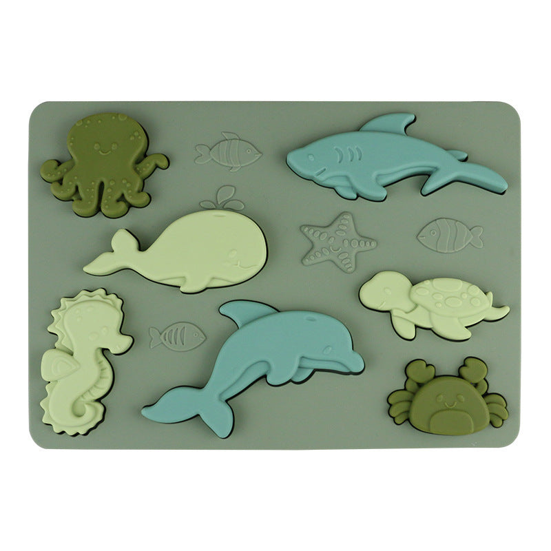 Marine Animal Silicone Educational Toys Montessori Early Education Three-dimensional Building Blocks