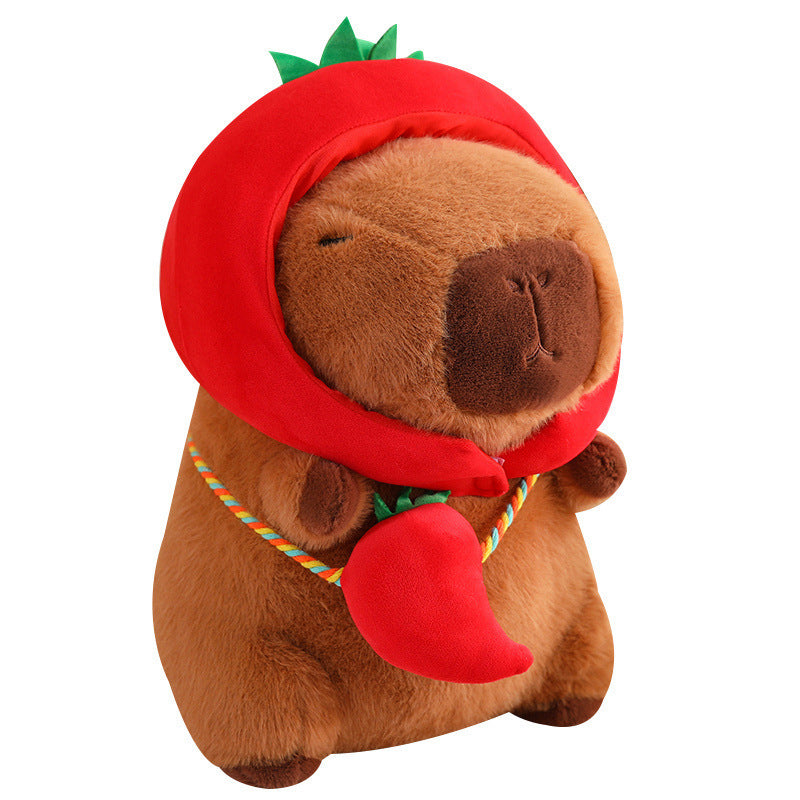 Muñeca de conejillo de indias de agua vegetal, gorro de muñeco de peluche Capabala desmontable