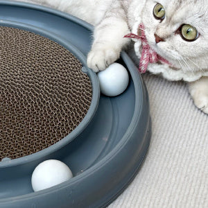 Rascador para gatos, pista de bolas para gatos, rascador para gatos de interior, juguete de pelota para gatos, juguetes para gatos aburridos de interior, ejercicio físico mental para gatitos con pelota de repuesto para evitar pérdidas