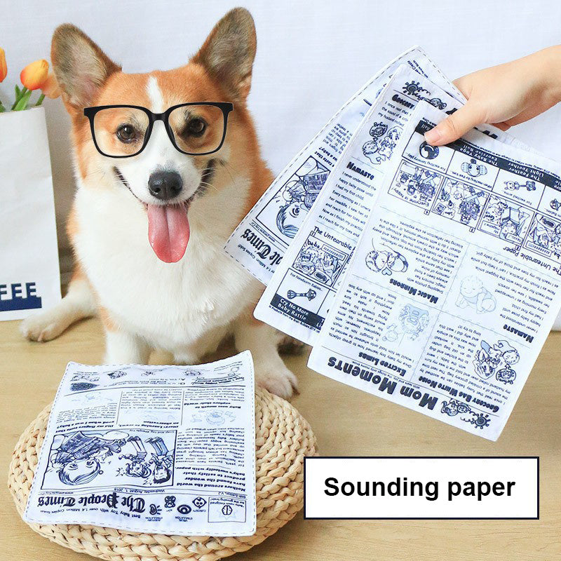 1pc Tearproof Pet Dog Sound Toy Simulated Squeaking Newspaper Playingcard Teeth Resistant Corgi Teddy Puppy Interactive Toys