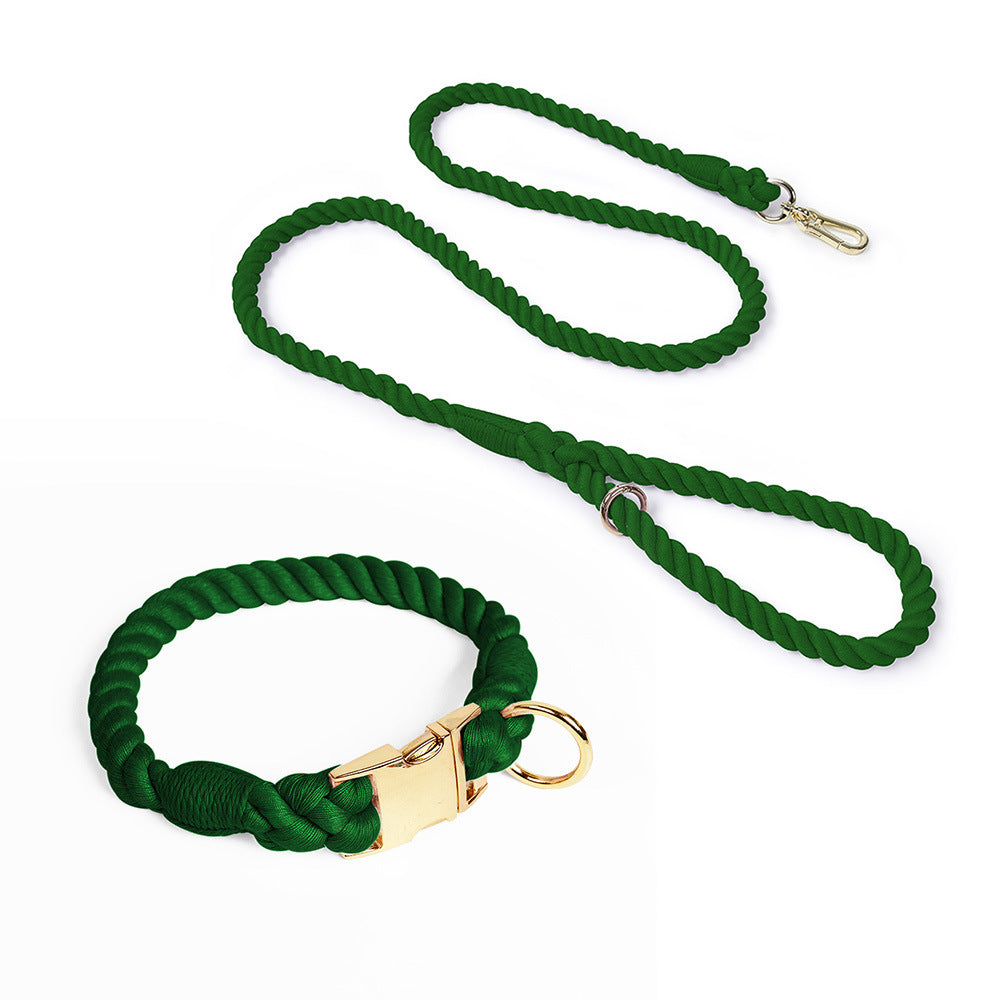 Collar para mascotas de cuerda de algodón de color degradado tejido