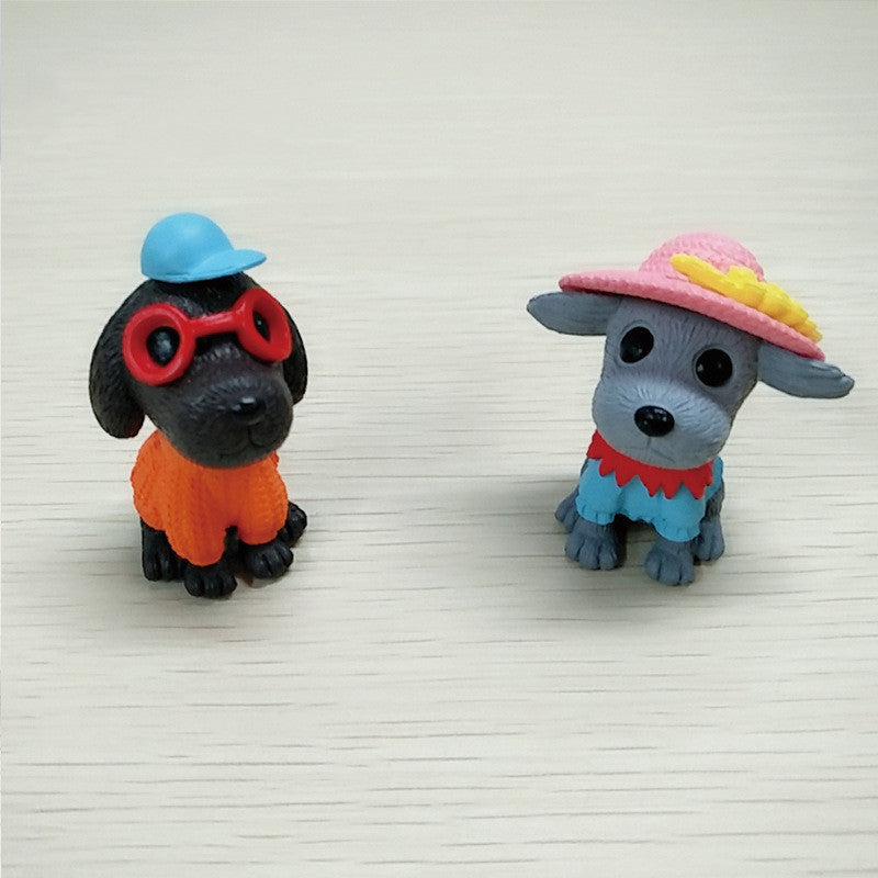 8 Cartoon Fashion Puppy PVC Animal Ornaments