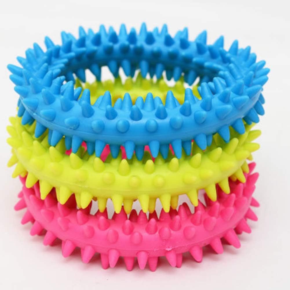 Juguete para masticar para perros, anillo circular con púas de TPR, juguete para morder para perros, juguete para limpiar dientes, suministros para mascotas