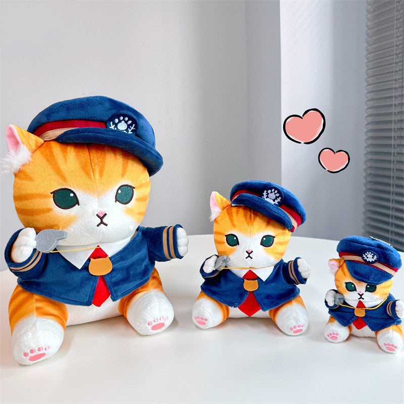 Cute Train Conductor Cat Toy Doll Pendant