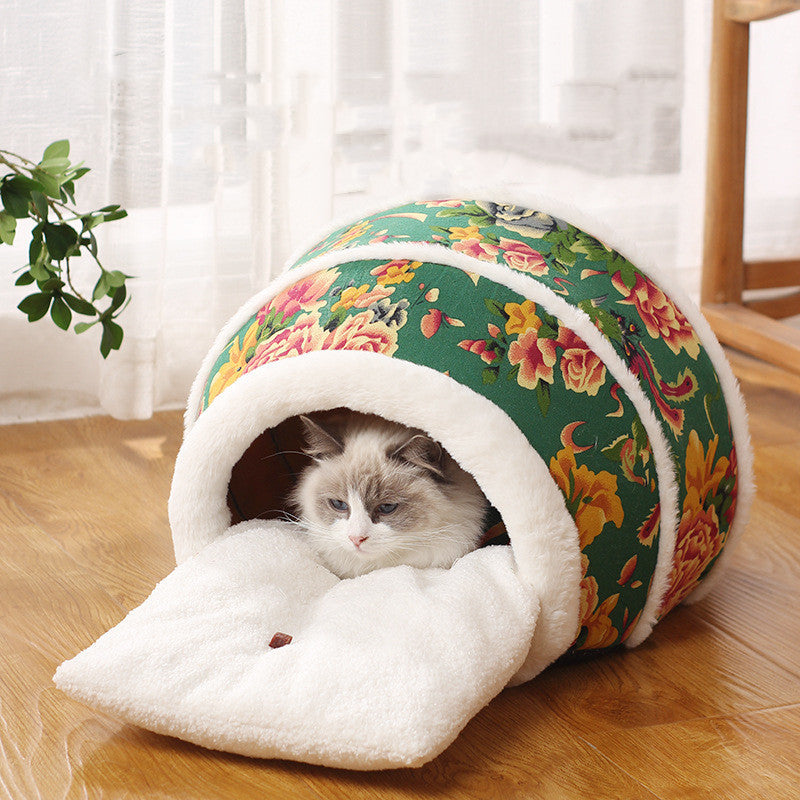 Pot de miel nid de chat dessin animé lit de chat maison grotte chaise longue pour chats chatons chiot chenil boîte fermée chaude mignon sac de couchage pour animaux de compagnie petit chien