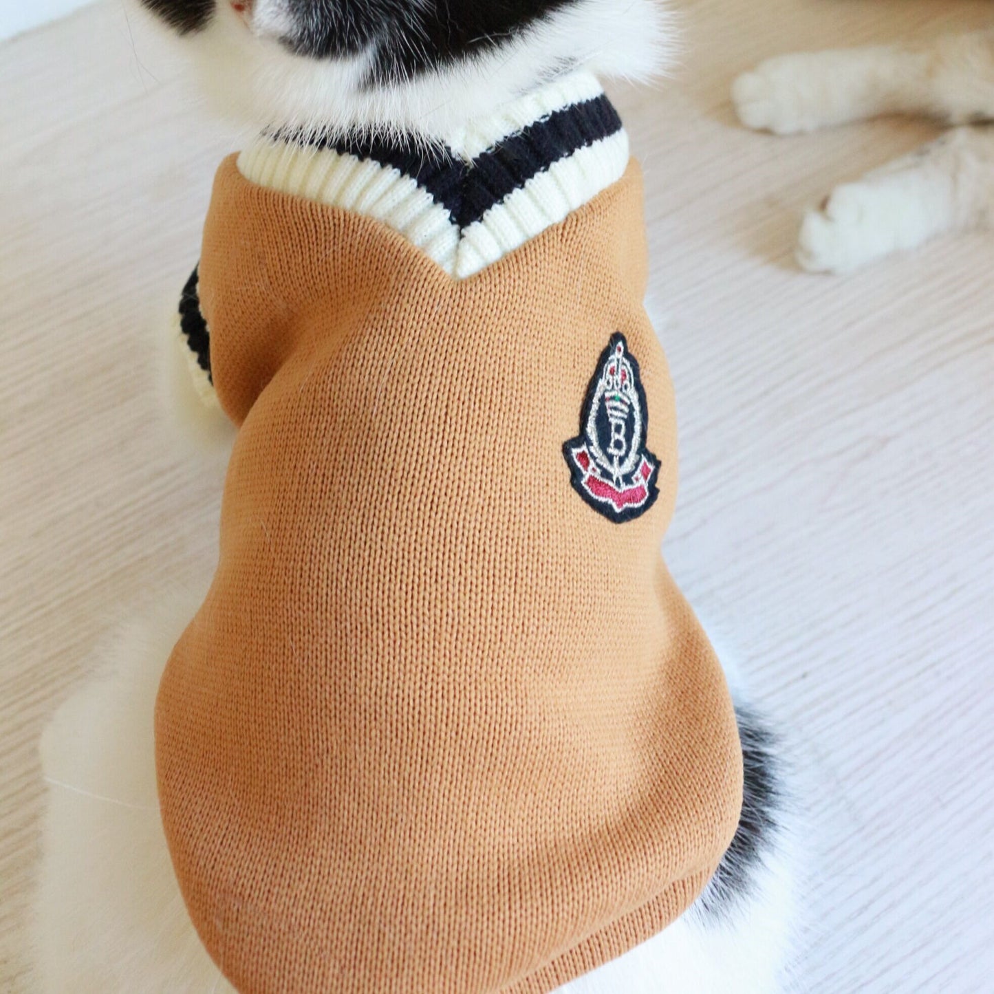 Gilet sans manches en tricot de chat polaire de style collège américain