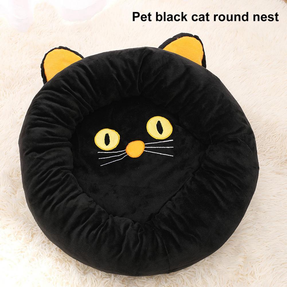 Black Cat Shape Pet Nest Cute Exquisite Cat Nest Soft Cozy Black Cat Nest Bed Comfortable Head Neck Support For Play For Cats