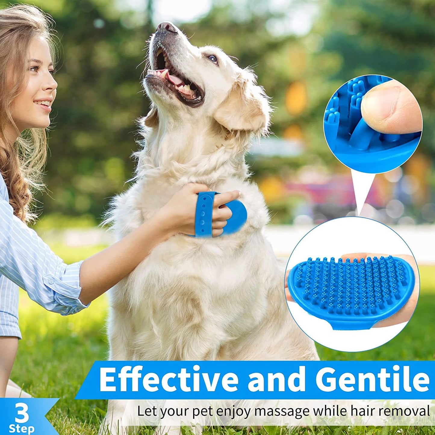 Ensemble de 3 pièces brosse de bain pour chien brosse à shampoing brosse de Massage avec réglable