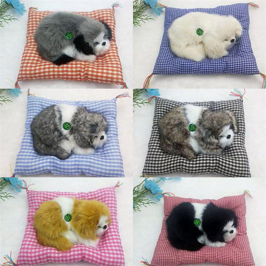 Car Artificial Dog Plaid Cloth Cushion Decoration Car Decoration