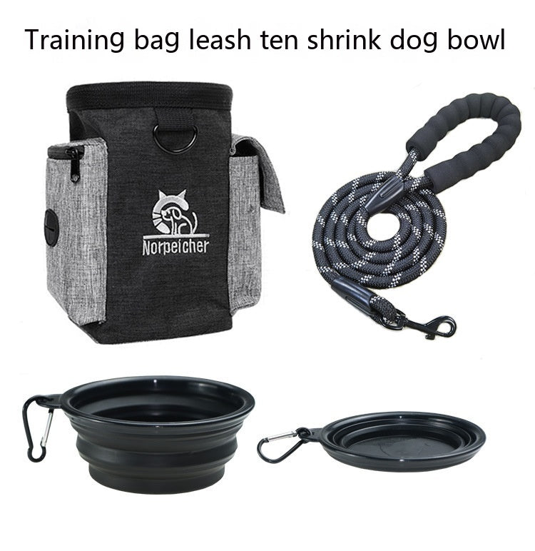 Juego de tres piezas para entrenamiento de mascotas, cuenco para perros con cuerda para sujetar la mano