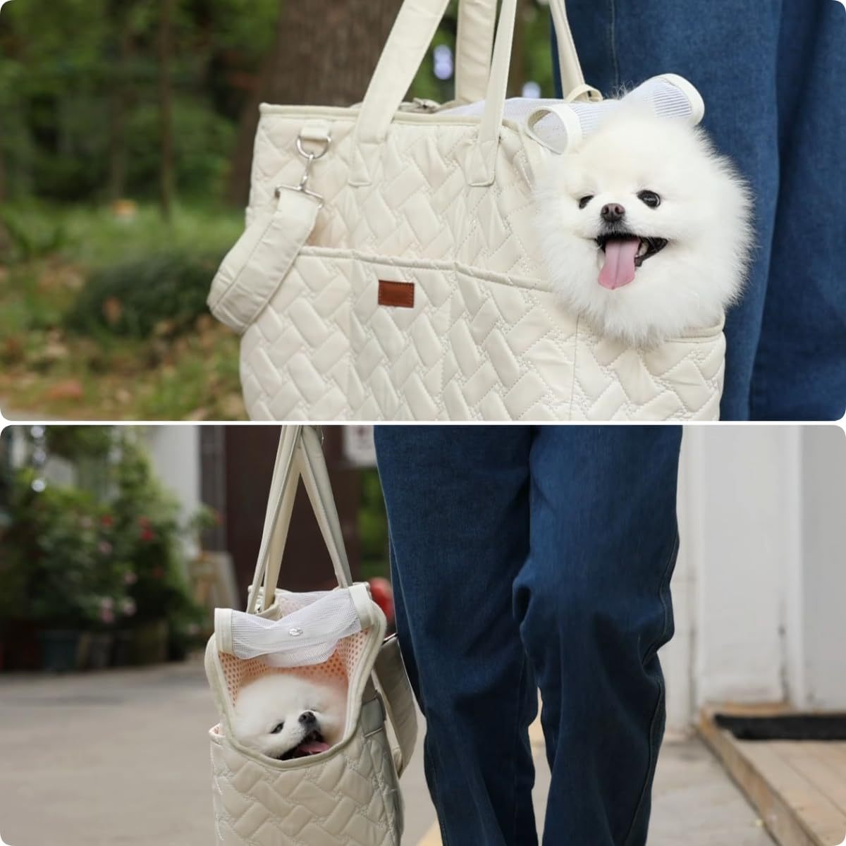 Bolso de mano para gatos, pequeño, para perros, gatos, cachorros, grande, con múltiples bolsillos, de malla transpirable, con cojín suave, para viajes, para mascotas, para picnic al aire libre