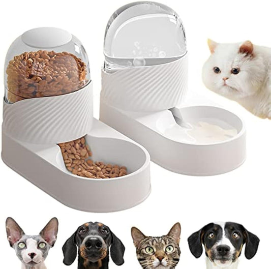 2 Pcs Cat Feeder And Water Dispenser Cat Food And Water Bowl Set Gravity Cat Water Dispenser With 2L Capacity