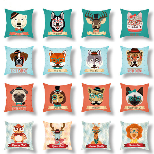 Animal Creative Home Short Plush Printing Cushion Cover