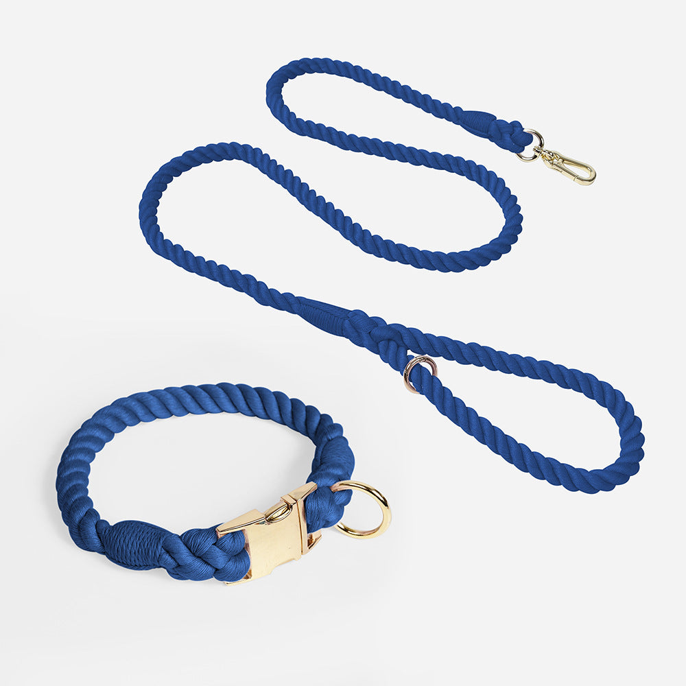 Collier pour animaux de compagnie en corde de coton de couleur dégradée tissée