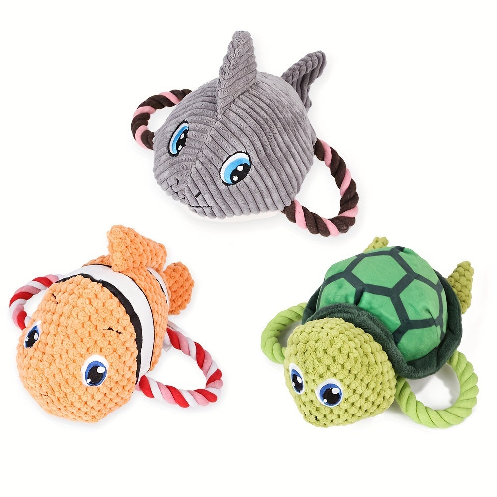 Juguetes para mascotas Juguetes para masticar para perros con forma de tortuga Juguetes interactivos de peluche para mascotas Juguetes con nudos para perros 