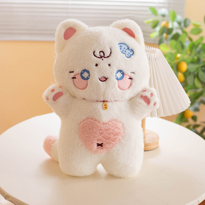 Jouet en peluche d'oreiller pour enfants, poupée chat porte-bonheur mignon