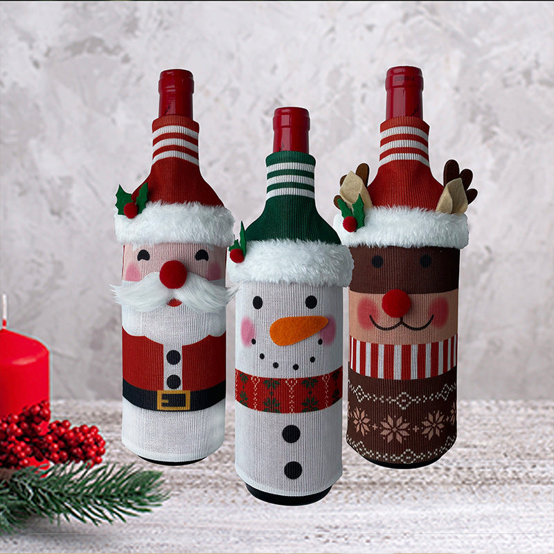 Traditional Santa Claus Snowman Deer Bottle Cover