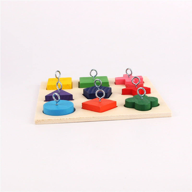 Parrot Training Toy 9-Grid Colorful Wooden Blocks