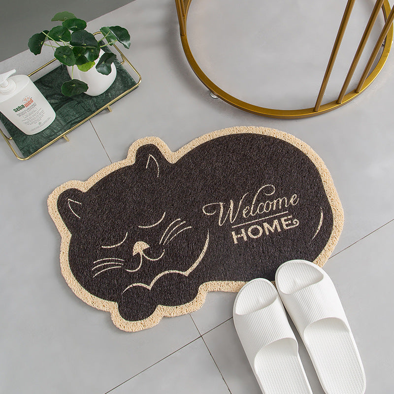 Alfombrilla para pies de dormitorio con entrada de casa de animales de dibujos animados lindo