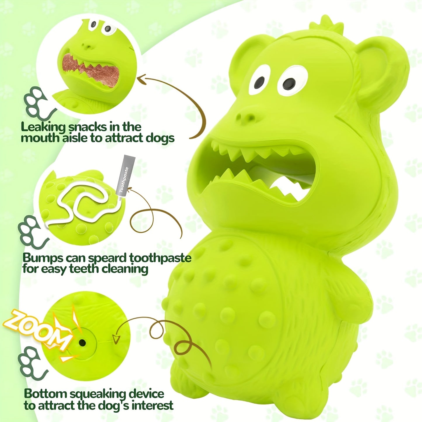 Juguete de goma para masticar con la boca, juguete de goma duradero para masticar perros, juguete resistente para limpiar los dientes del perro, juguete masticable interactivo de raza mediana y grande, duradero y chirriante 