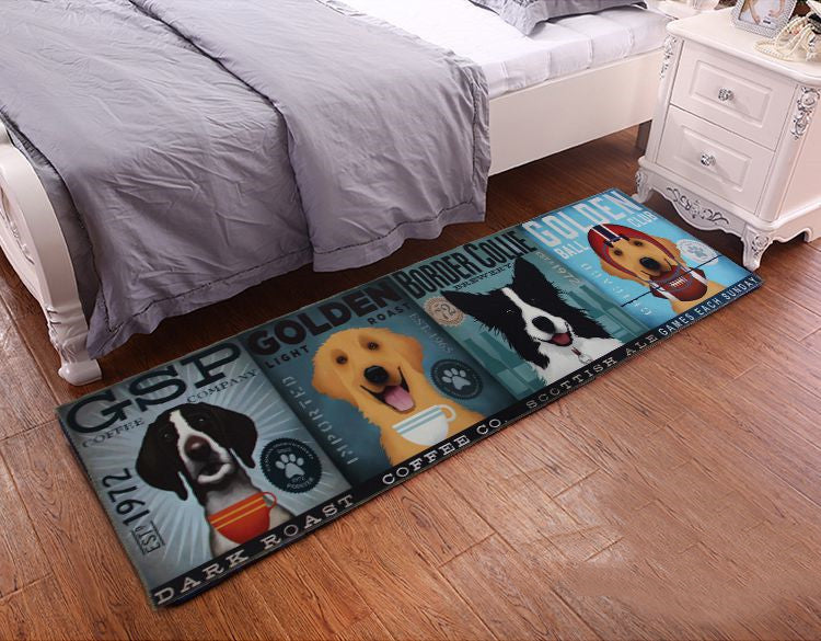 Cute Cat Kitchen Rectangular Rug Anti-slip Bedroom Bedside Bed Front Mat Pattern Ultra-thin