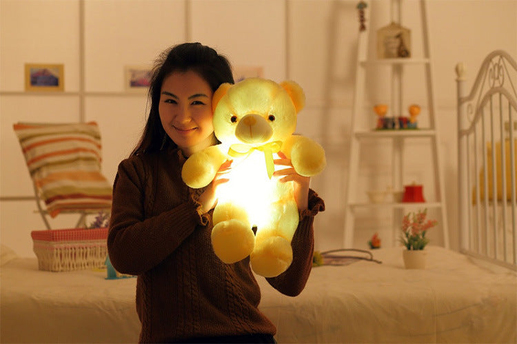 Oso de peluche con luz LED creativa, animales de peluche, juguete de peluche colorido brillante, regalo de Navidad para niños, almohada