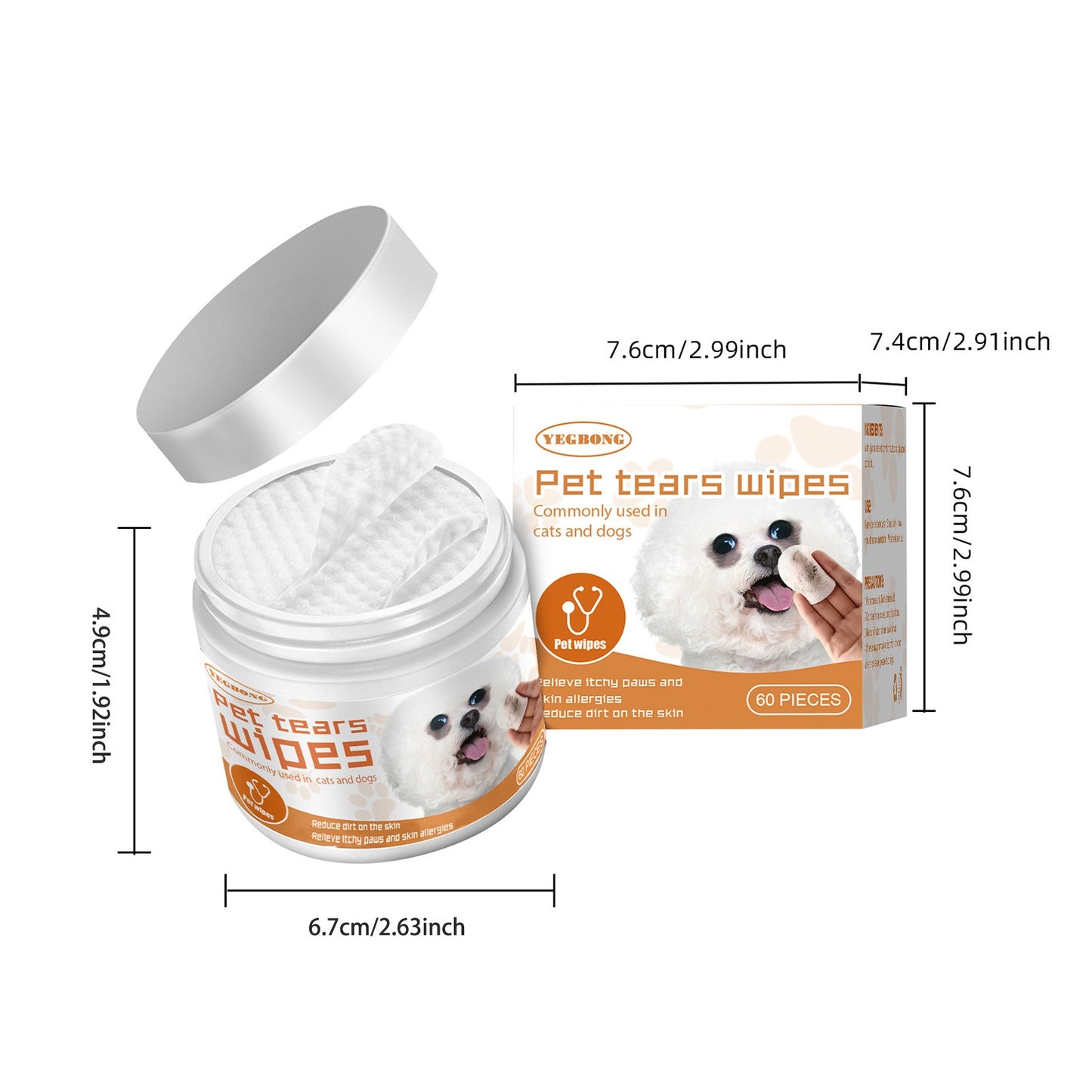 Yegbong Pet Wipes Clean, Dogs And Cats Tear Stains Eye Cleaning Wipe Eye Dirt Cotton Pad