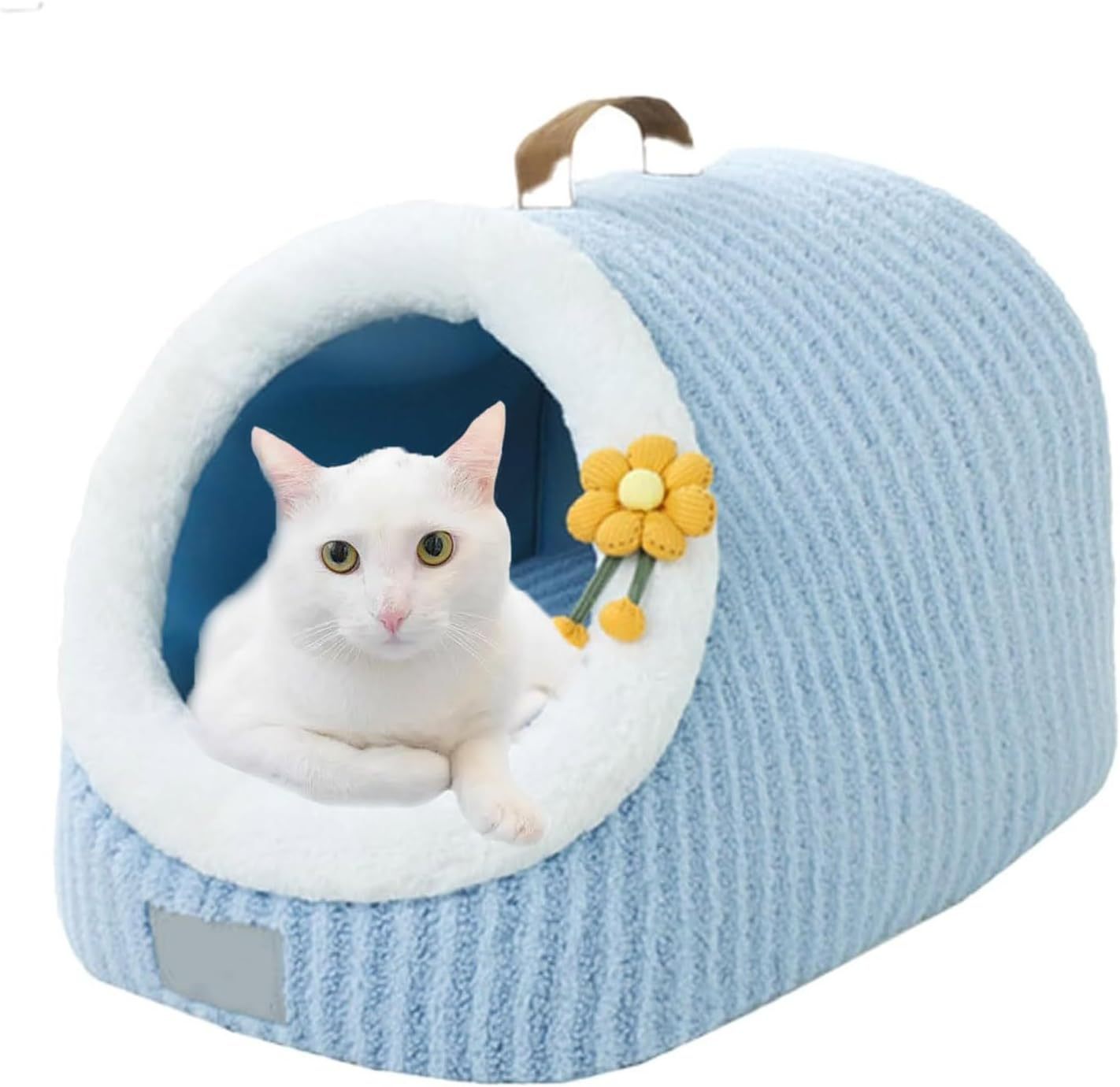 Casa para gatos, camas para gatos para interiores, cama para gatos, cueva con almohada acolchada lavable extraíble, cueva suave y acogedora para gatos