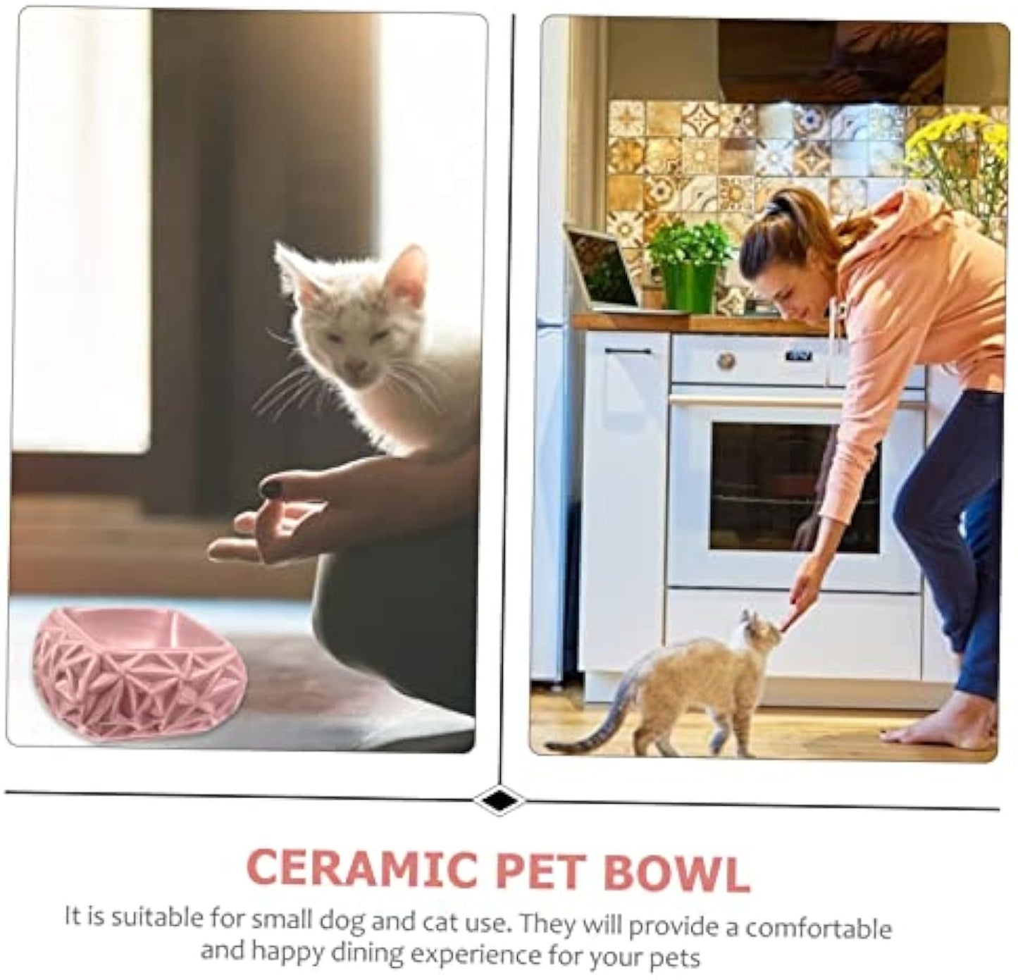 Bol pour chat Bol pour chaton Bol d'alimentation en céramique pour animaux de compagnie Design mignon Bols de nourriture pour chien et chat pour friandises et eau Mangeoire pour chaton et chiot Nid d'oiseau rose pour animaux de compagnie