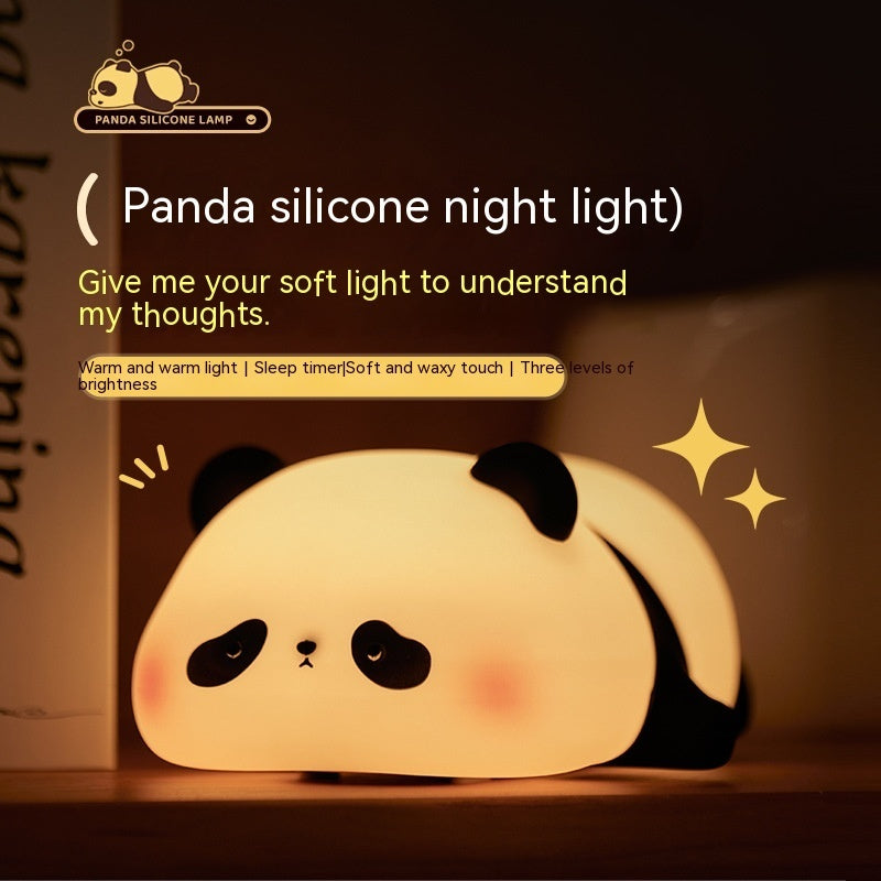 Luces de noche de Panda para niños, lámpara recargable con sincronización de silicona de animales bonitos, decoración de dormitorio de Panda de dibujos animados, regalo para niños y niñas