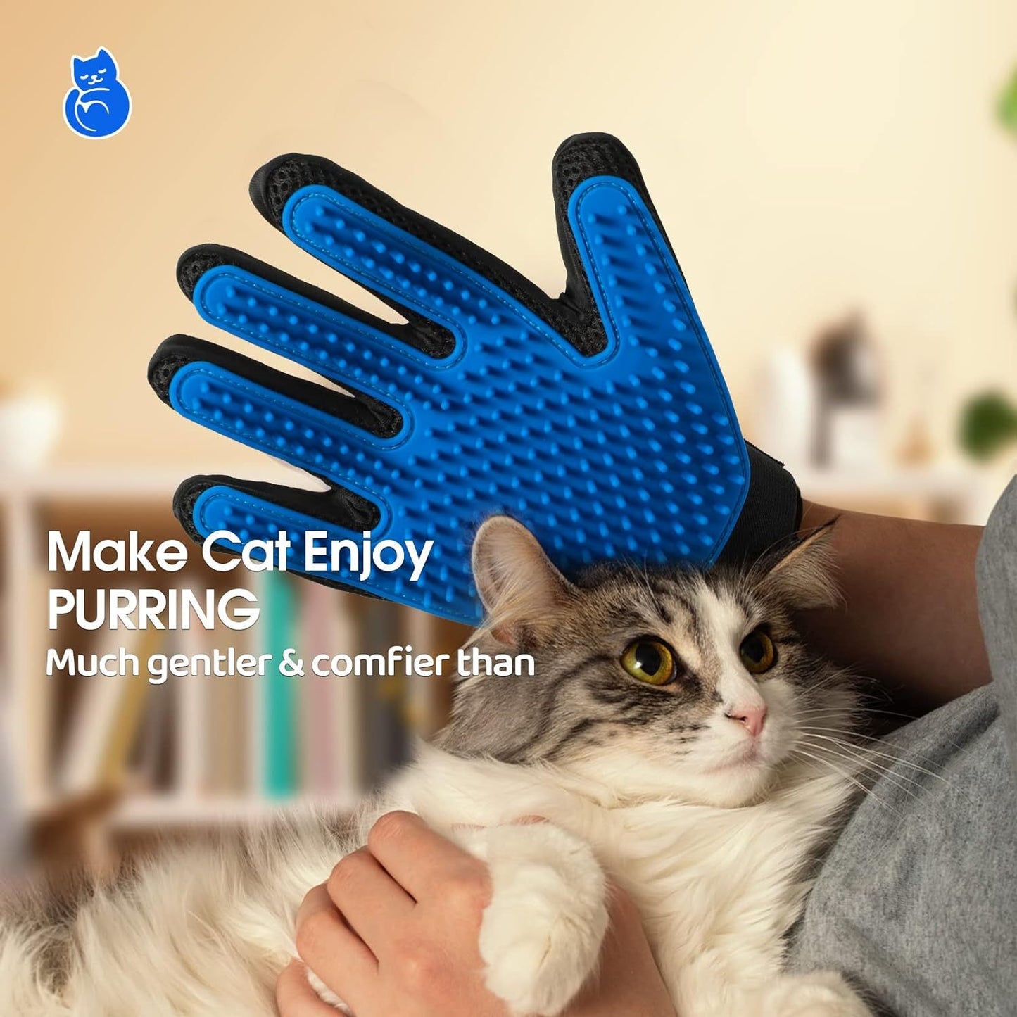 Guantes de aseo para mascotas mejorados, cepillos para gatos para una muda suave, manoplas eficientes para quitar el pelo, guantes para lavar perros para pelo largo y corto, perros, gatos, caballos