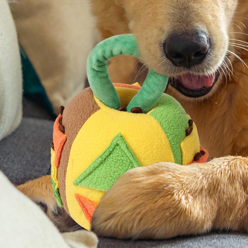 Pelota de peluche chirriante para perros, juguete para olfatear, ruidoso, juguete interactivo para limpiar los dientes, dispensador de golosinas con sonido de goma suave para perros