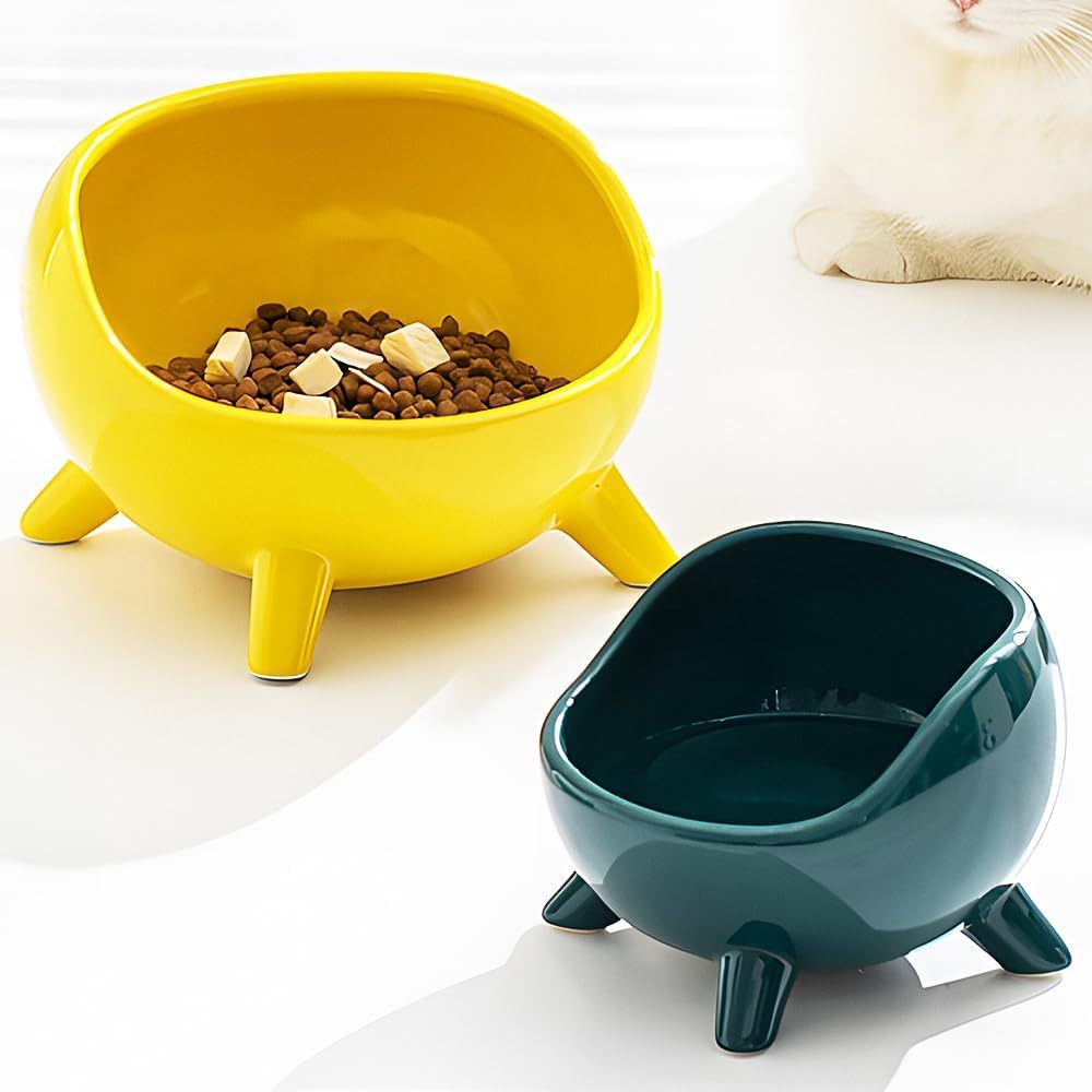 Gamelle pour chat pour chats et petits chiens Gamelles pour nourriture et eau pour chat en céramique à quatre pattes pour intérieur Gamelle pour chat mignonne et stable