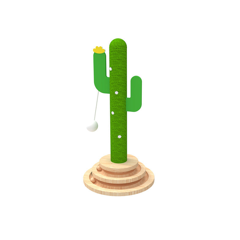 Juguete para gatos con forma de cactus y ruedas de madera maciza