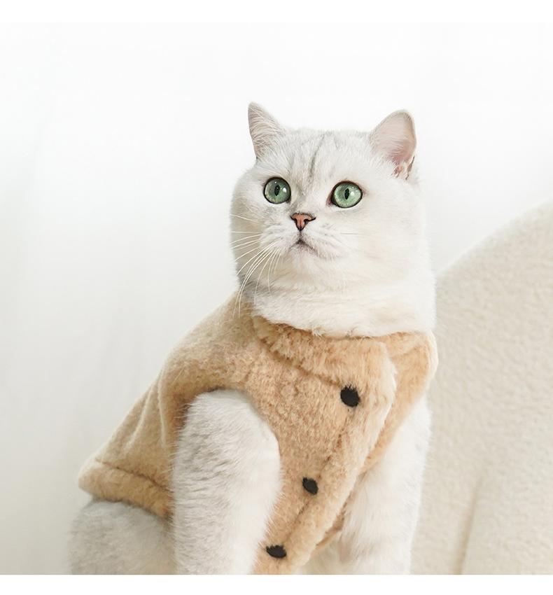 Ropa cálida para gatos, chaleco grueso con forro polar para mascotas, chaleco a prueba de frío y pelusa