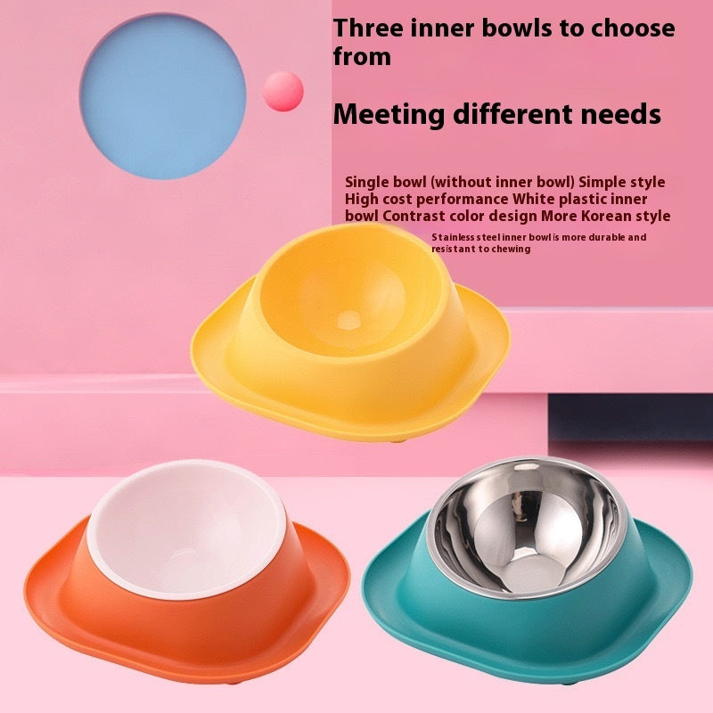 Anti-ant Cat Bowl Stainless Steel Oblique Mouth Anti-leakage Cat Food Holder Anti-tumble Pet Supplies