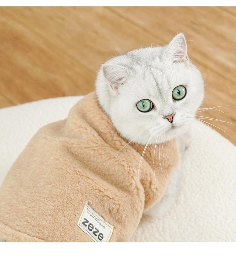 Vêtements chauds pour chats, gilet épais en peluche doublé de polaire pour animaux de compagnie, résistant au froid et aux peluches